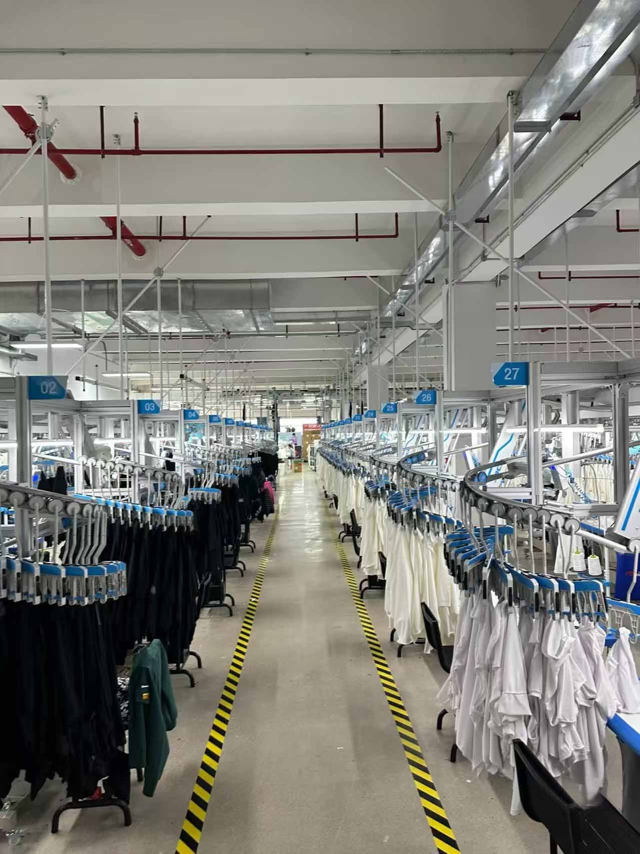 Panoramic view of the automated clothing customization factory