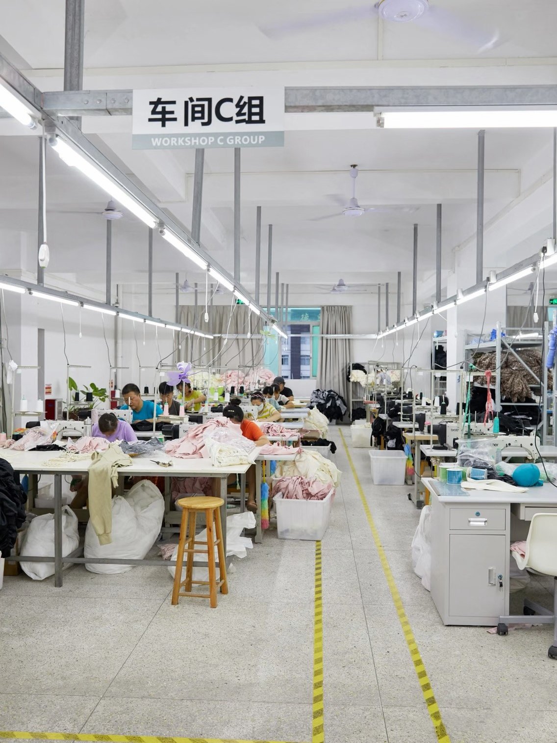 The tailoring workshop in the custom clothing factory