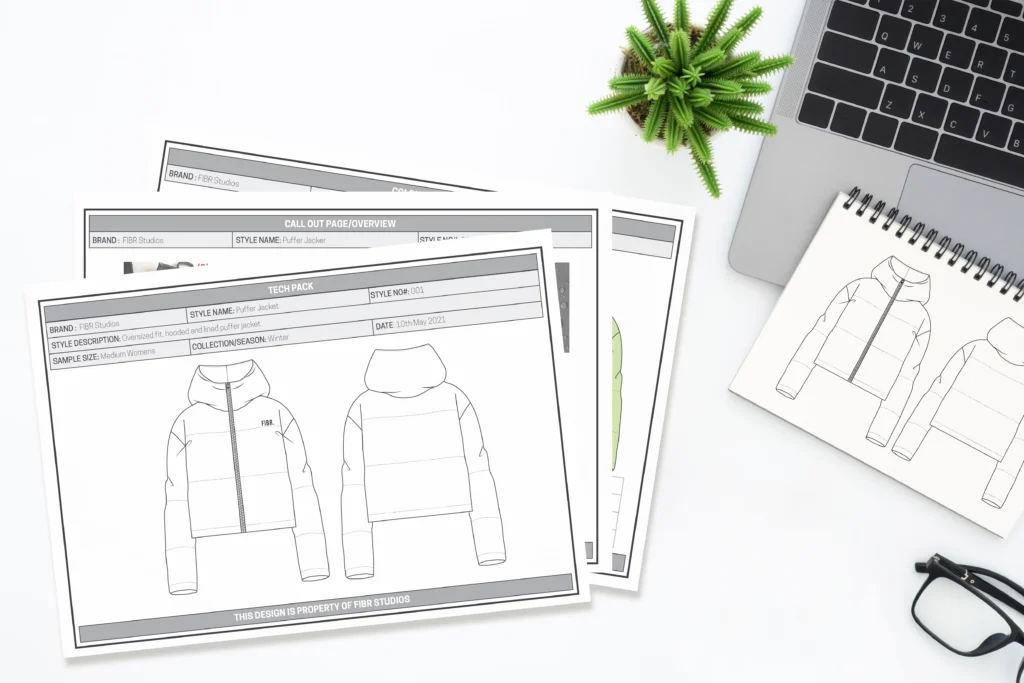 fashion tech pack design sheet