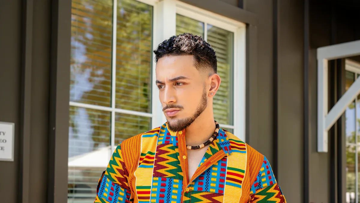 A model wearing a linen T-shirt