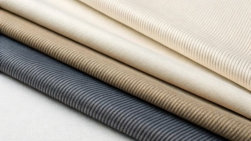 A close-up shot of different fabric textures, including cotton and polyester blends