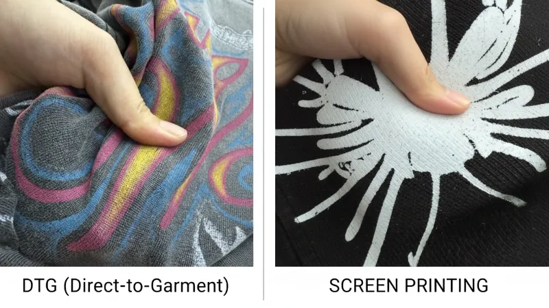 Comparing DTG and Screen Printing on different T-shirt fabrics