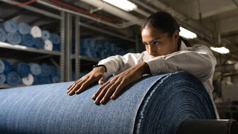 Inspecting Fabric Rolls in a Garment Factory