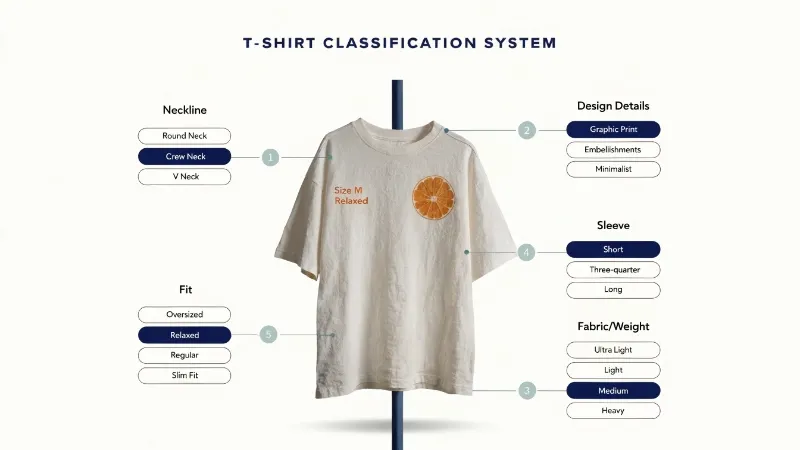 Various categories of T-shirts