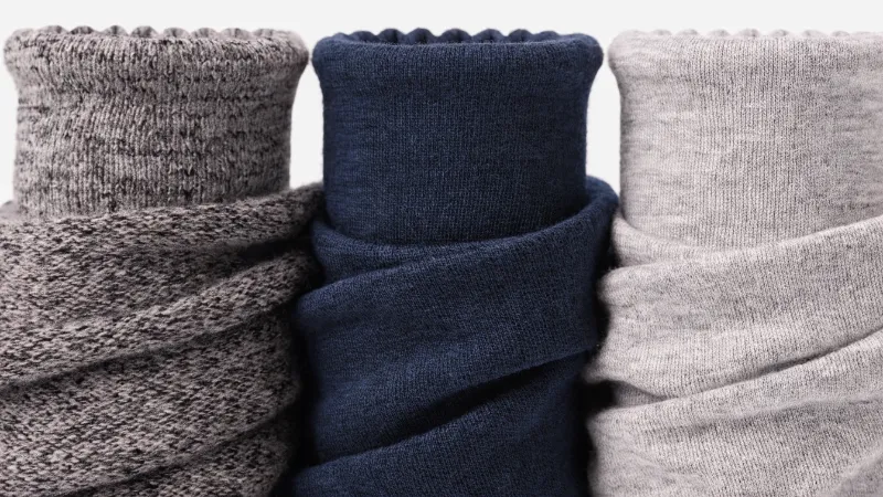 Magnified view of different yarn counts and knit structures