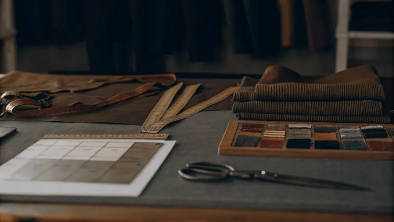 garment development process with tech pack fabric swatches and sample clothing