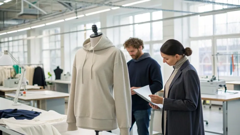 sample development and garment review in clothing manufacturing