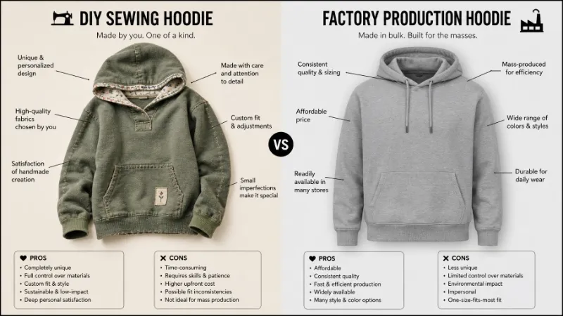 DIY Sewing vs Factory Production for Hoodies DIY sewing vs factory production hoodie comparison