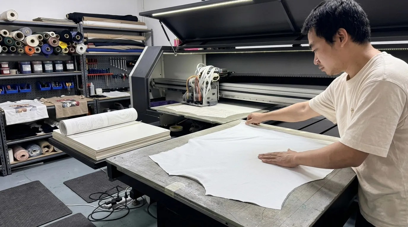 DTG printing full-color artwork on cotton T-shirt