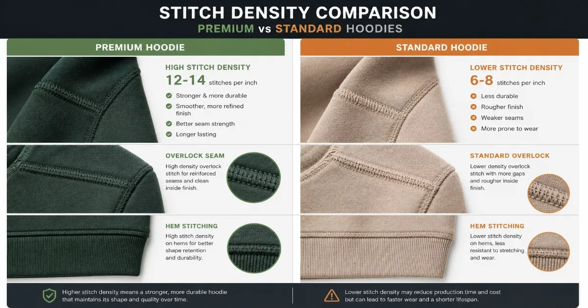 Hoodie Manufacturing Stitch Density Comparison Hoodie manufacturing stitch density comparison premium vs standard