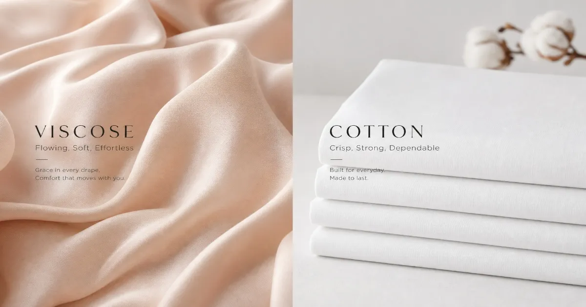 Viscose vs Cotton fabric comparison flat lay