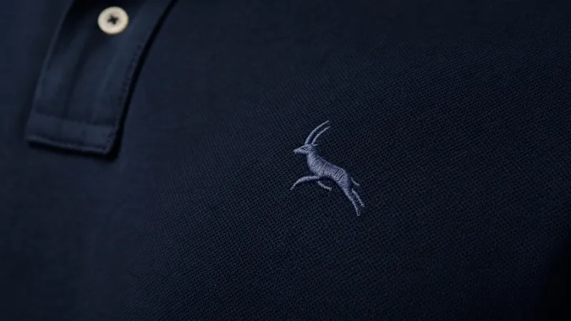 embroidered logo on premium polo shirt close-up