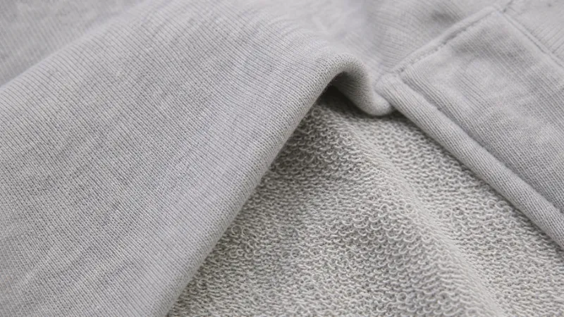 French terry hoodie fabric close-up showing loopback texture