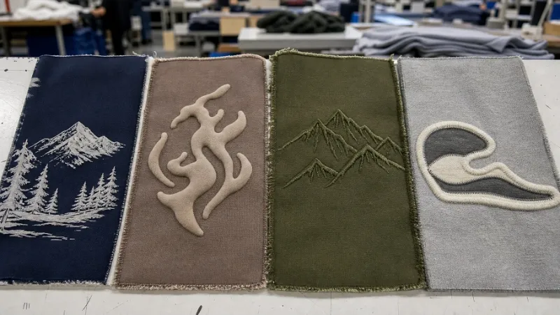 Hoodie fabric printing and embroidery test samples