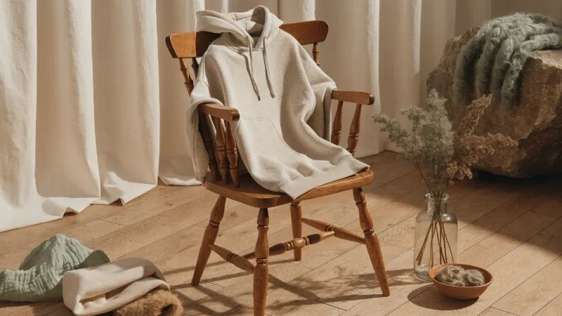 sustainable hoodie made with eco-friendly materials in earth tone colors