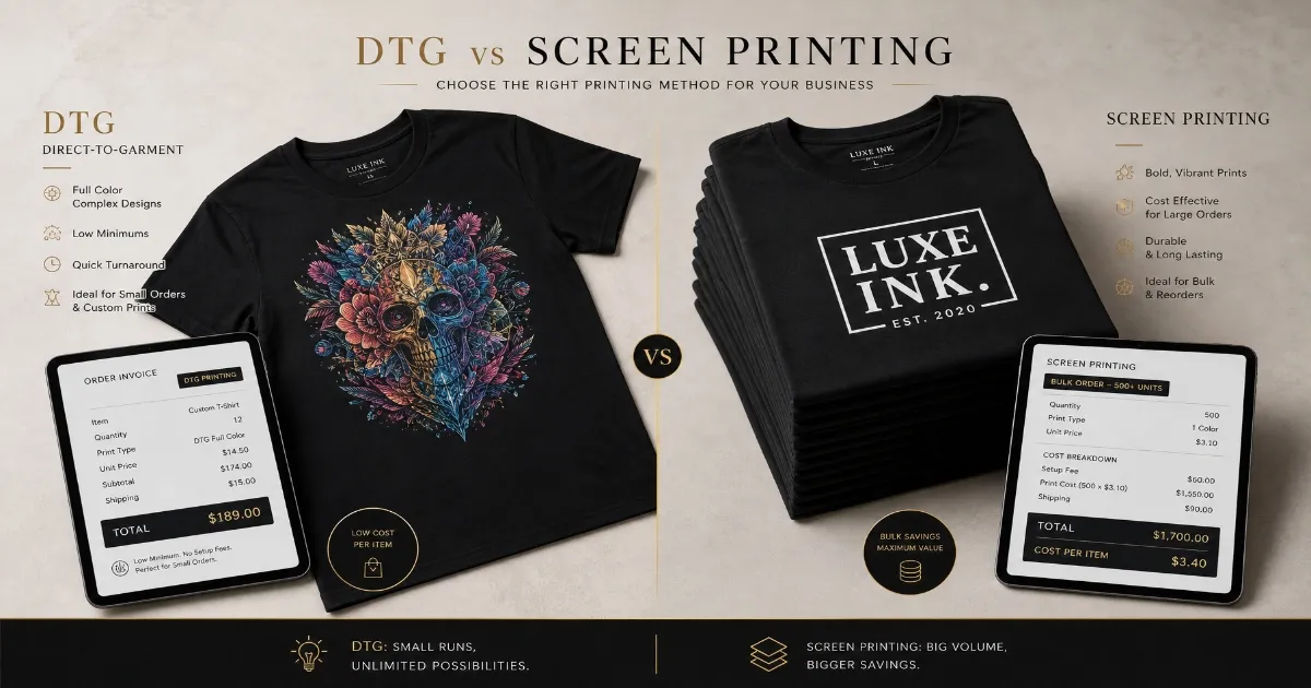 DTG vs Screen Printing Cost: Which Is More Cost-Effective DTG vs Screen Printing Cost Comparison