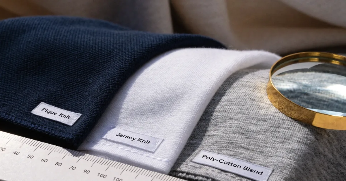 Polo shirt fabric options: piqué, jersey, and blends best fabric for polo shirts piqué jersey blend swatches