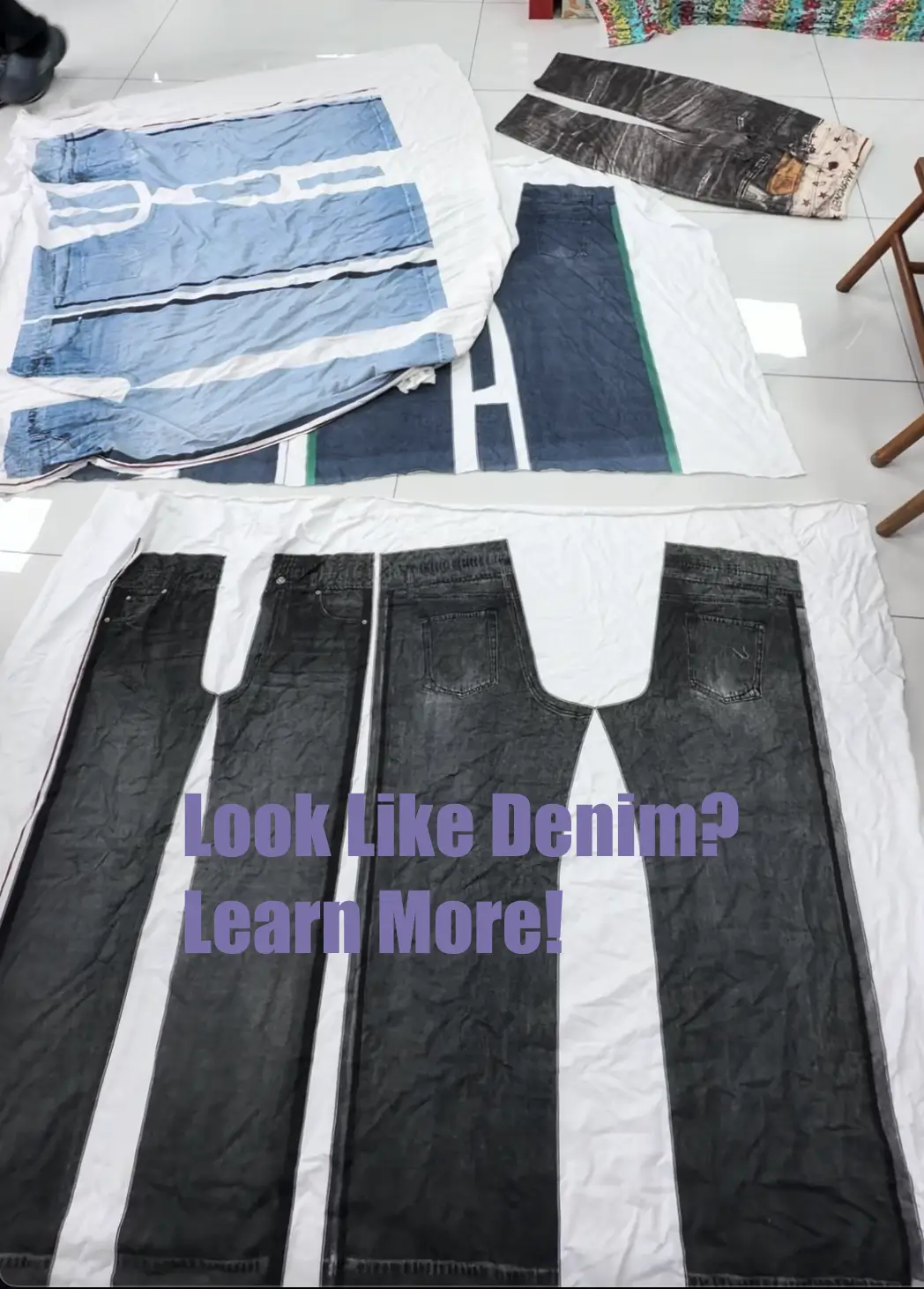 Knit Fabric Is Printed to Look Like Real Denim
