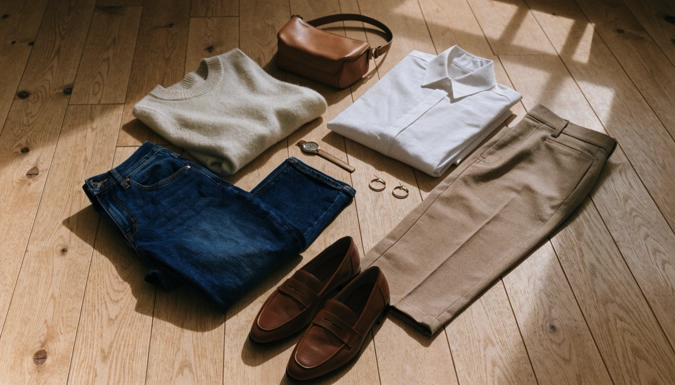 smart casual attire for women outfit flatlay